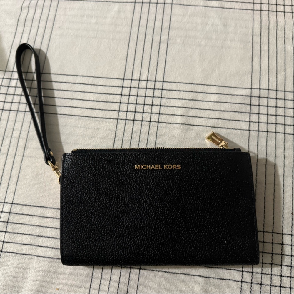 Michael Kors Black Wristlet with Gold Accents